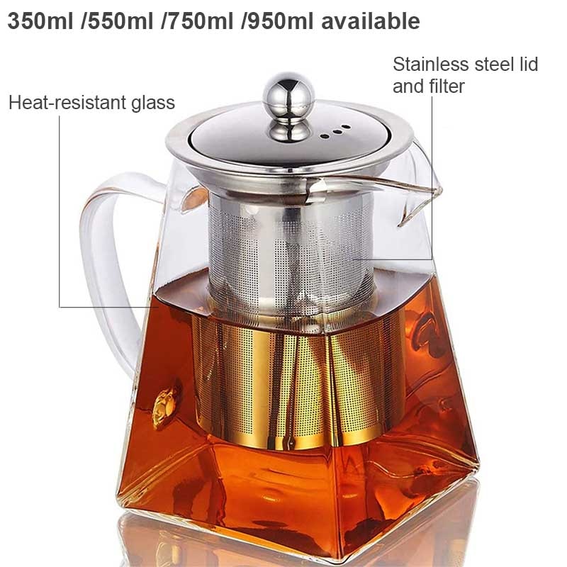 1000ml Heat Resistant Glass Tea Pot,Glass Teapot with Infuser Tea